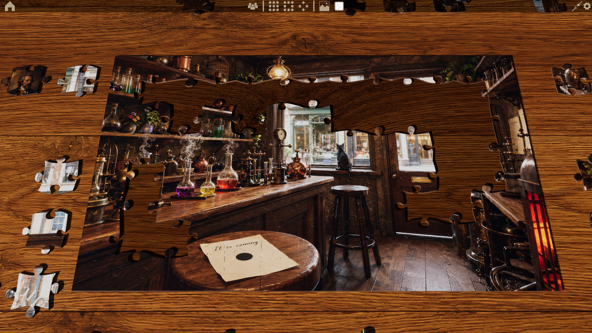 The Alchemist's shop puzzle scene