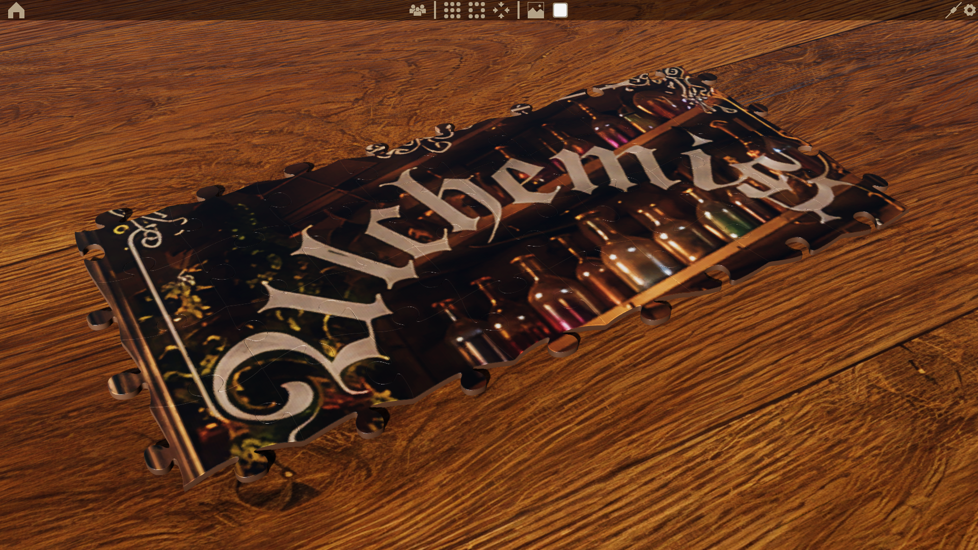 Alchemy window closeup puzzle scene