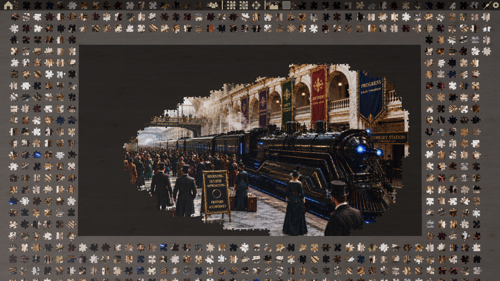 Stonesky Rail Station puzzle scene